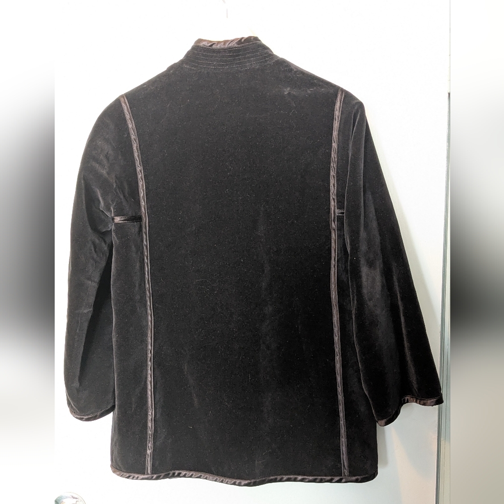 Holt Renfrew Vintage Black Velvet Mandarin Collar Toggle Jacket - Picture 2 of 8